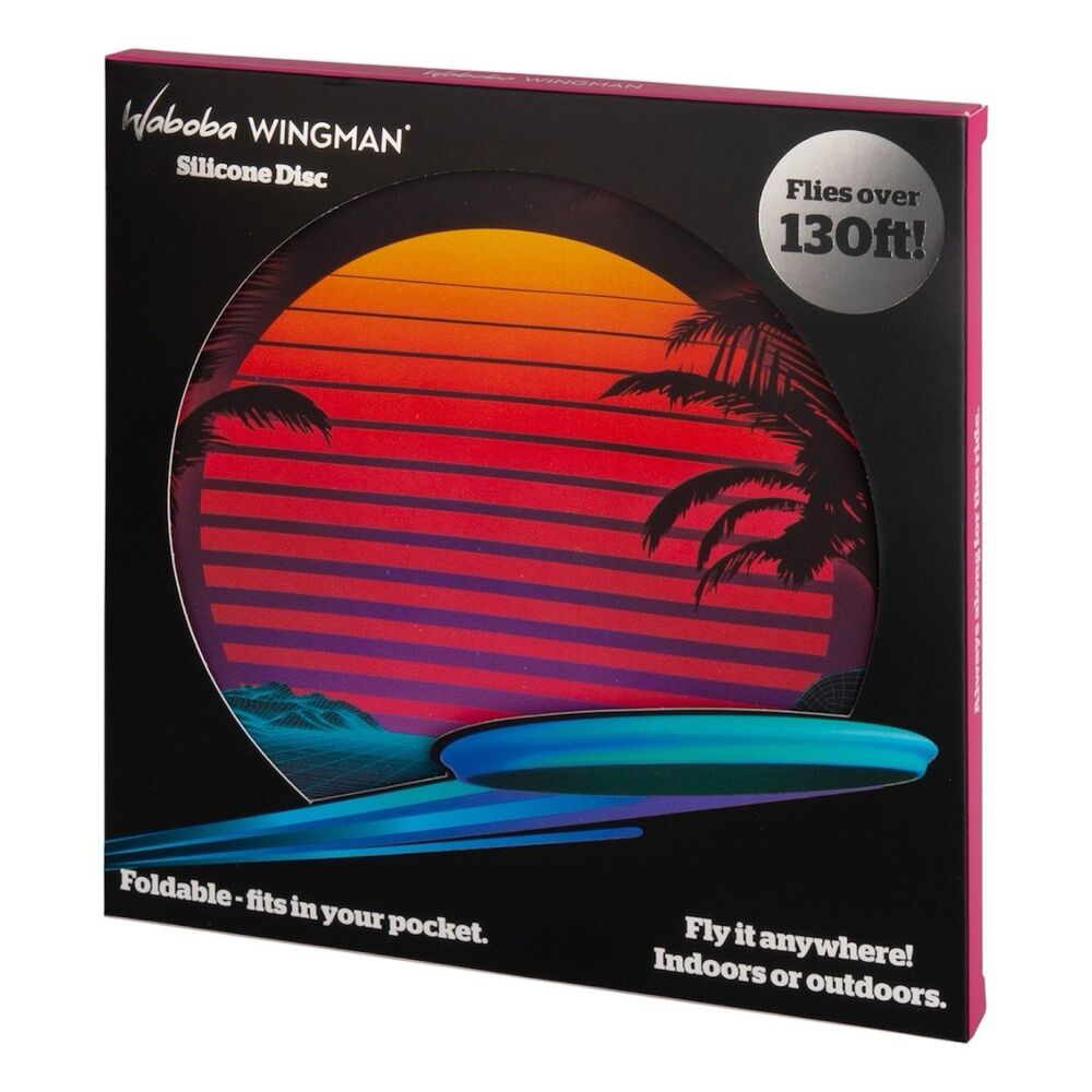 Waboba Wingman Silicone Disc Foldable Flies Over 130ft Palm Tree Scene